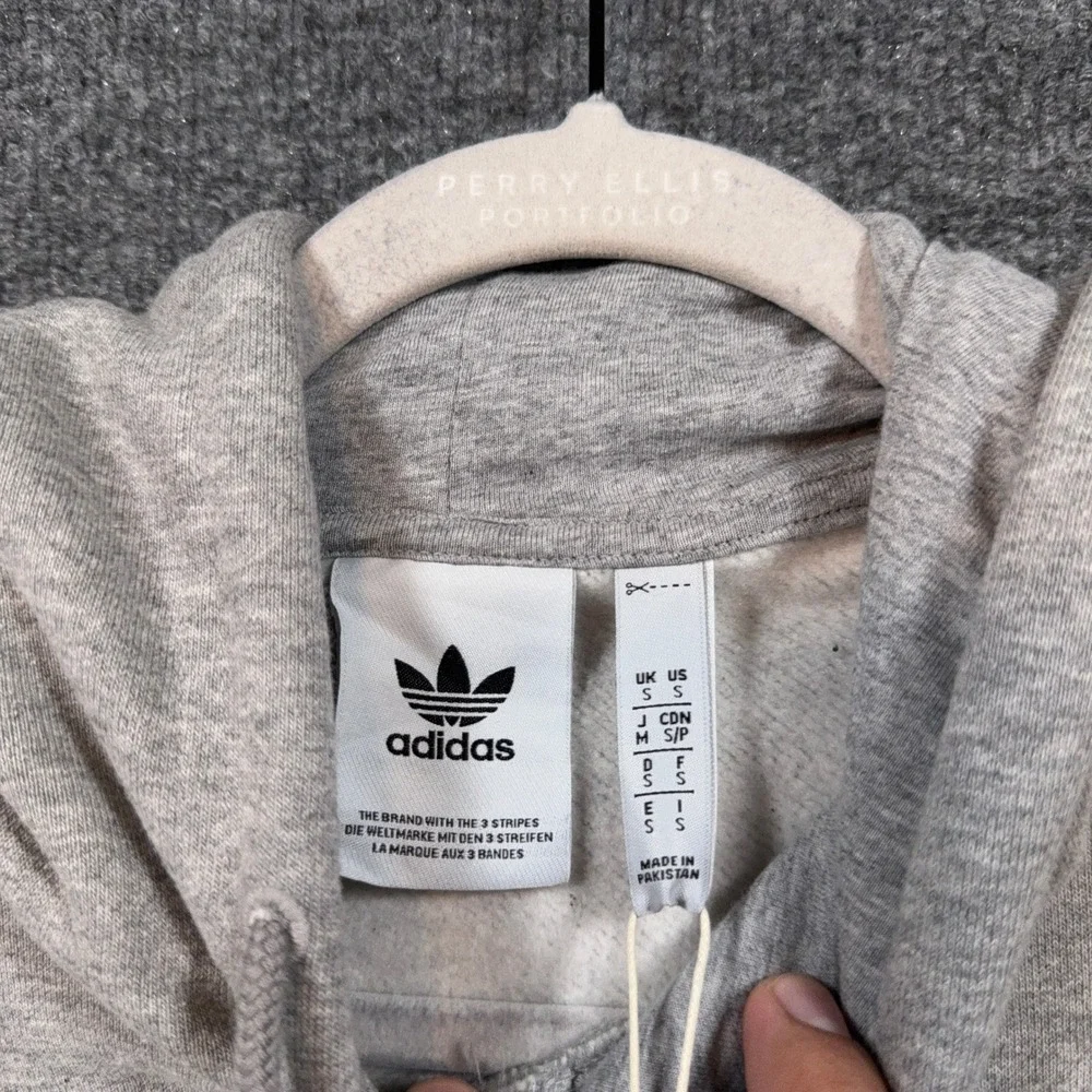 Adidas Essential Hoody Men Small Gray Hoodie Sweatshirt Fleece Pullover NEW